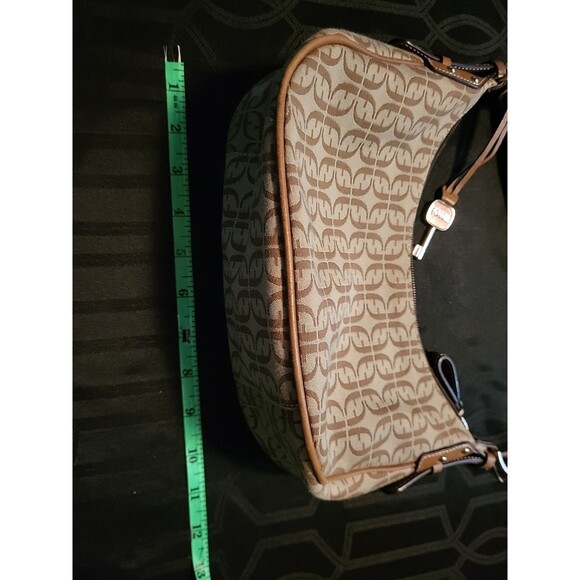 FOSSIL Monogram Boat Purse Shoulder Hand Bag Brown Women's Small Leather - Picture 13 of 15